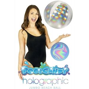 Holographic Jumbo Beach Ball Pool Swim Party Inflatable Iridescent Shiney Toy‎